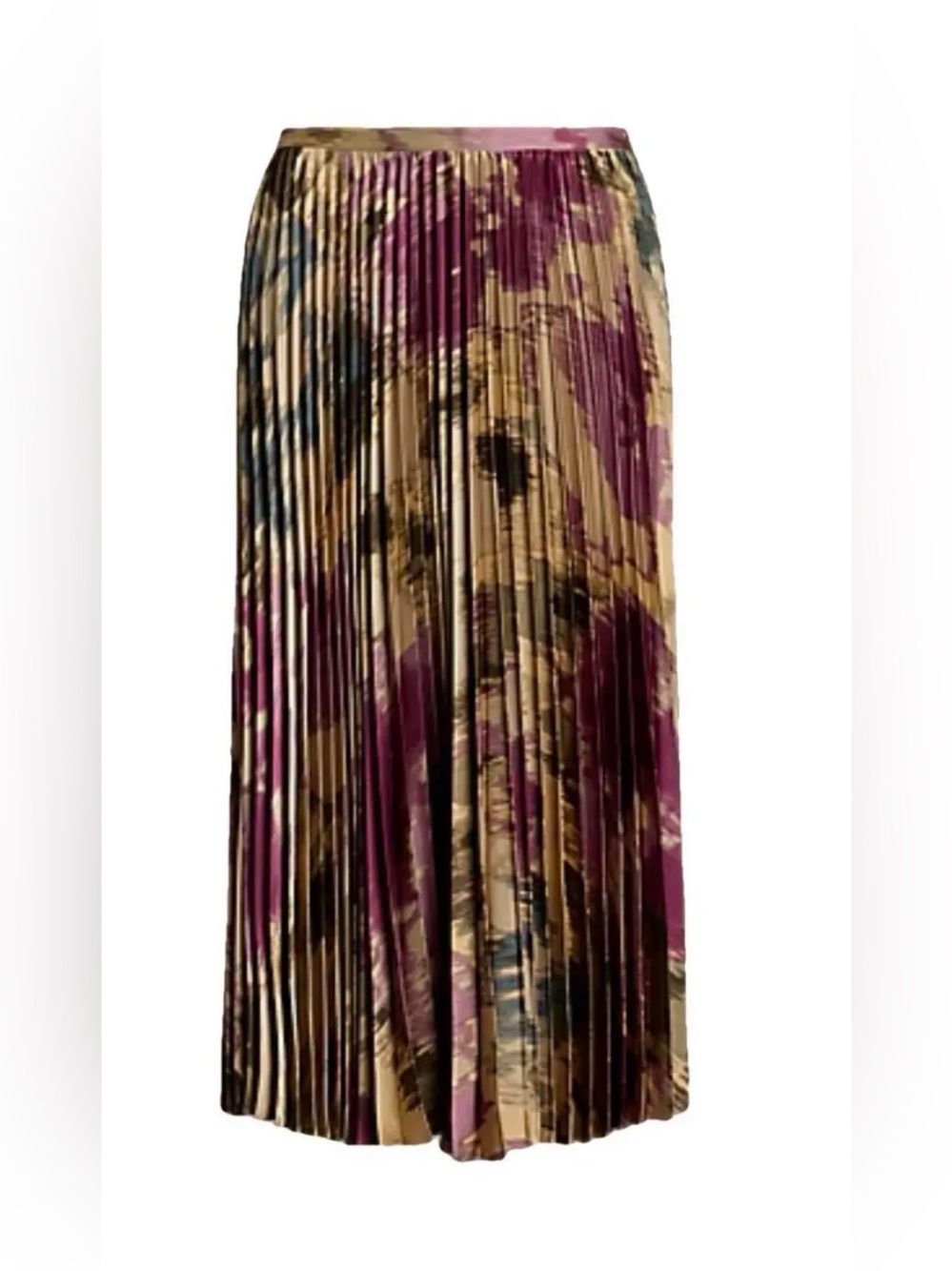 NWT Lauren Ralph Lauren Pleated Satin Charmeuse Midi Skirt Size 16 $225 - Picture 11 of 11